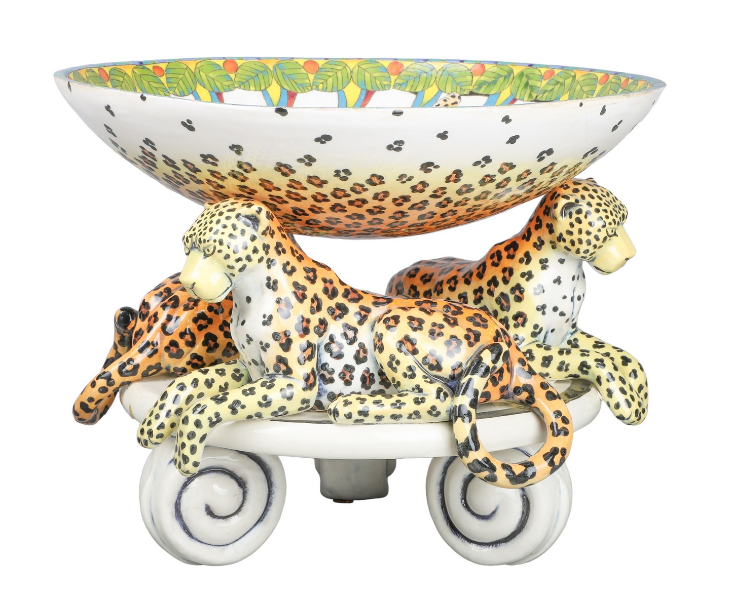 DaNisha art pottery leopard bowl