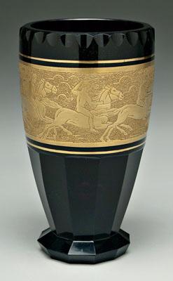 Dark amethyst glass vase, band of