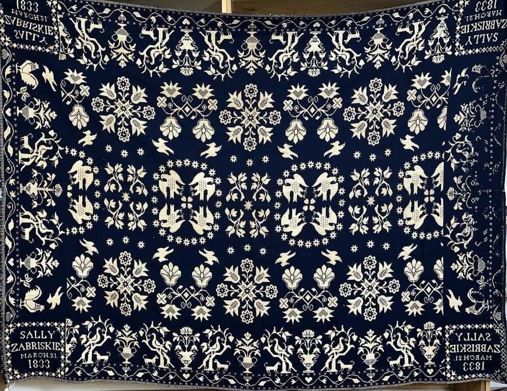 DARK BLUE AND CREAM DOUBLE WEAVE