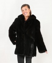 DARK BROWN RANCH MINK JACKET: