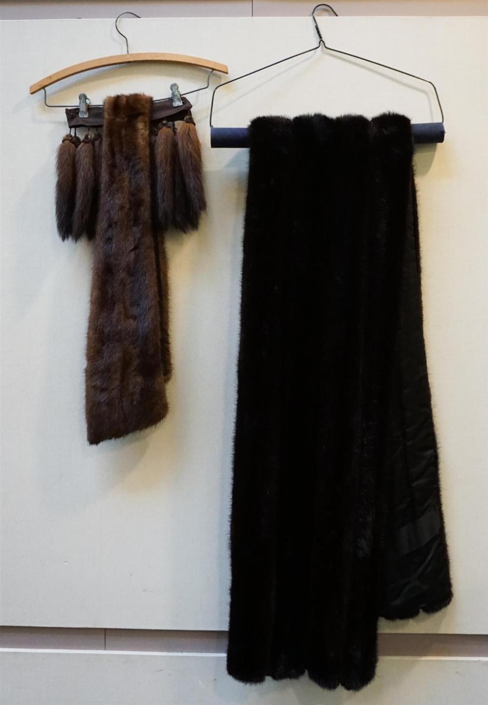 DARK BROWN RANCH MINK STOLE AND