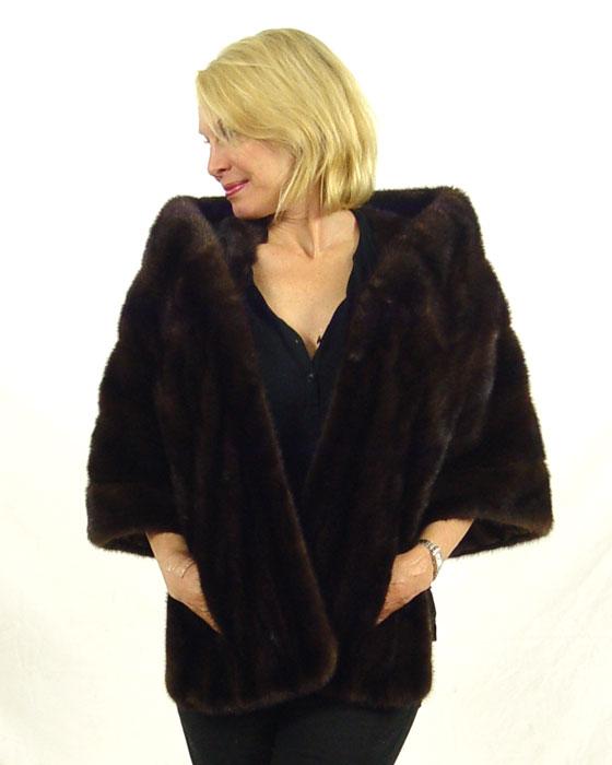 DARK CHOCOLATE BROWN MINK STOLE: