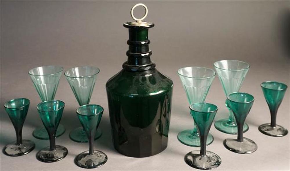DARK GREEN CRYSTAL DECANTER,
