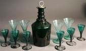 DARK GREEN CRYSTAL DECANTER, H