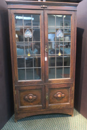 DARK OAK ARTS & CRAFTS CABINET