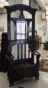 DARK OAK SETTLE-BASE HALLSTAND