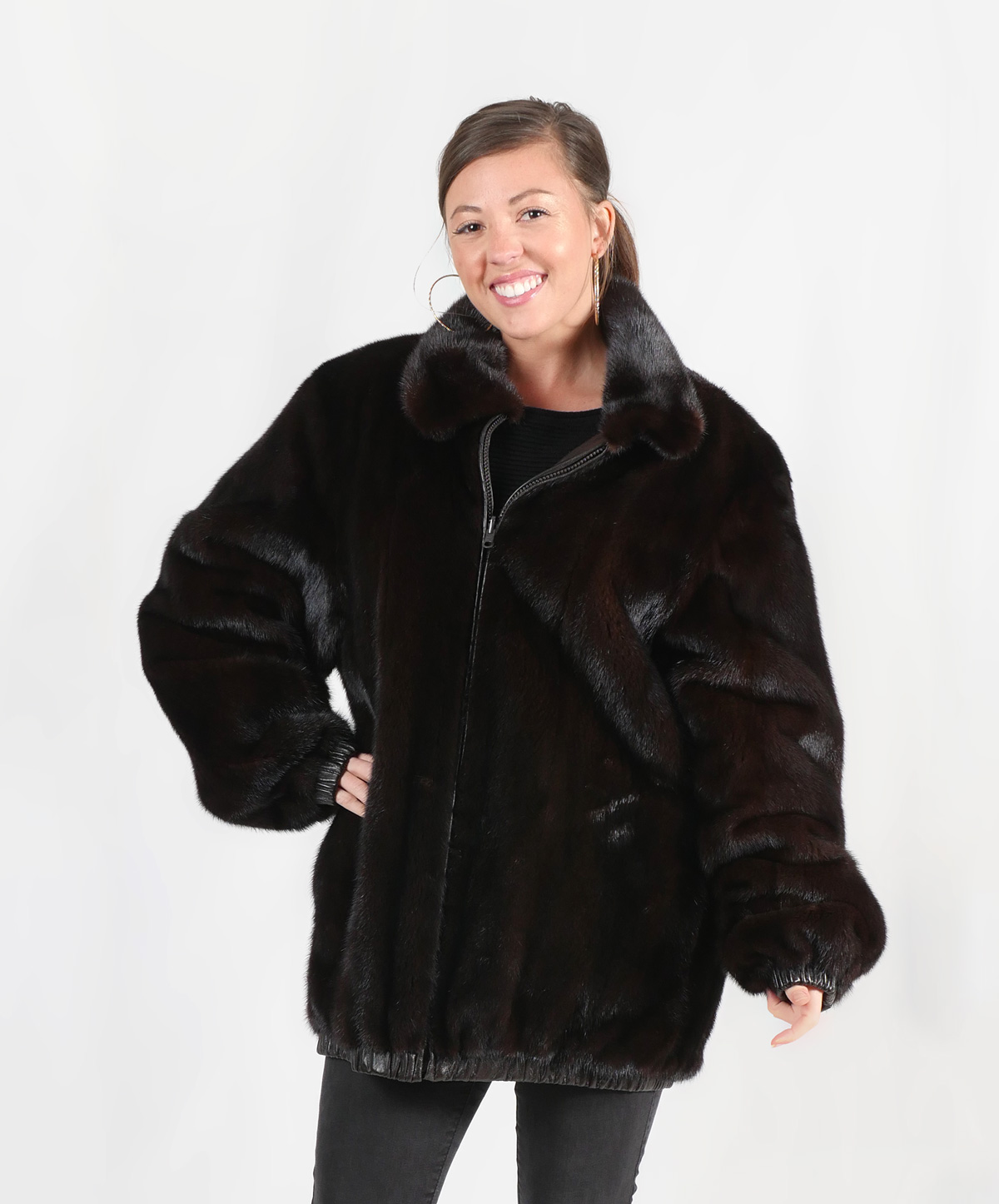 DARK RANCH MINK & LEATHER JACKET: