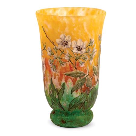 Daum Acid Etched and Enameled Glass