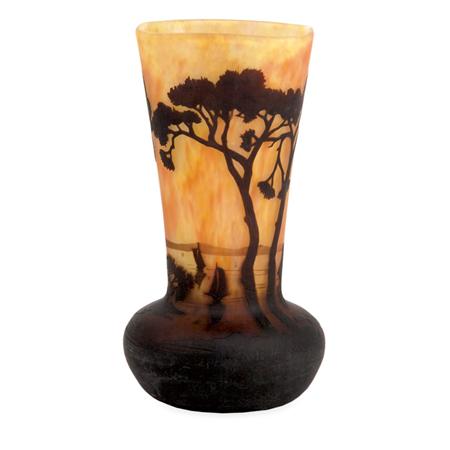 Daum Acid Etched Cameo Glass Vase