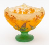 DAUM CAMEO GLASS FOOTED BOWL W