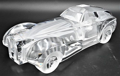DAUM CRYSTAL AND FROSTED GLASS CAR,