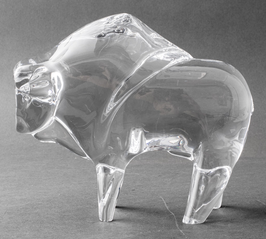 DAUM CRYSTAL BISON BULL SIGNED