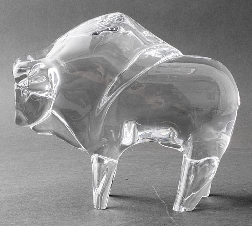 DAUM CRYSTAL BISON BULL SIGNED