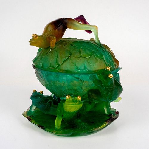 DAUM CRYSTAL LIDDED BOWL,