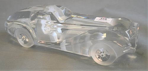DAUM CRYSTAL RACE CAR, SIGNED ON
