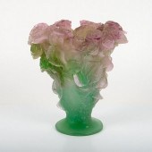 DAUM CRYSTAL VASE, ROSE PASSIO