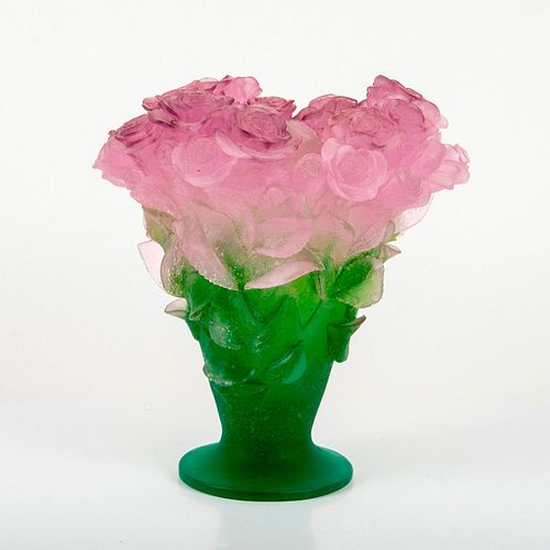 DAUM CRYSTAL VASE, ROSE