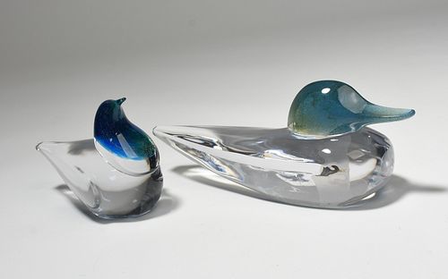 DAUM FRANCE ART GLASS DUCK WITH A
