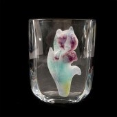 DAUM FRANCE ART GLASS IRIS VAS