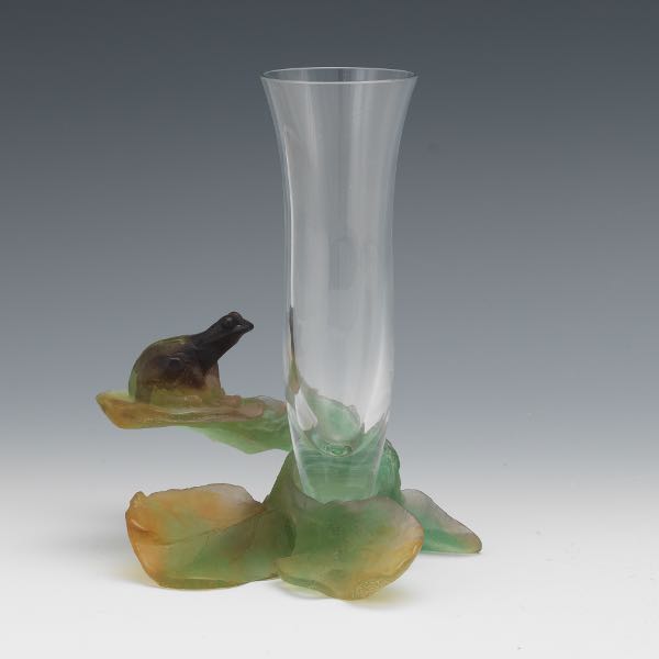 DAUM FRANCE CRYSTAL FROG VASE 6