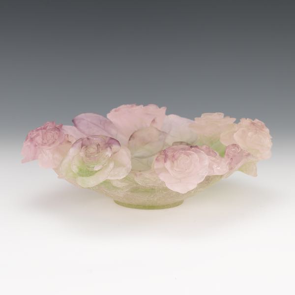 DAUM FRANCE PATE DE VERRE "ROSE"