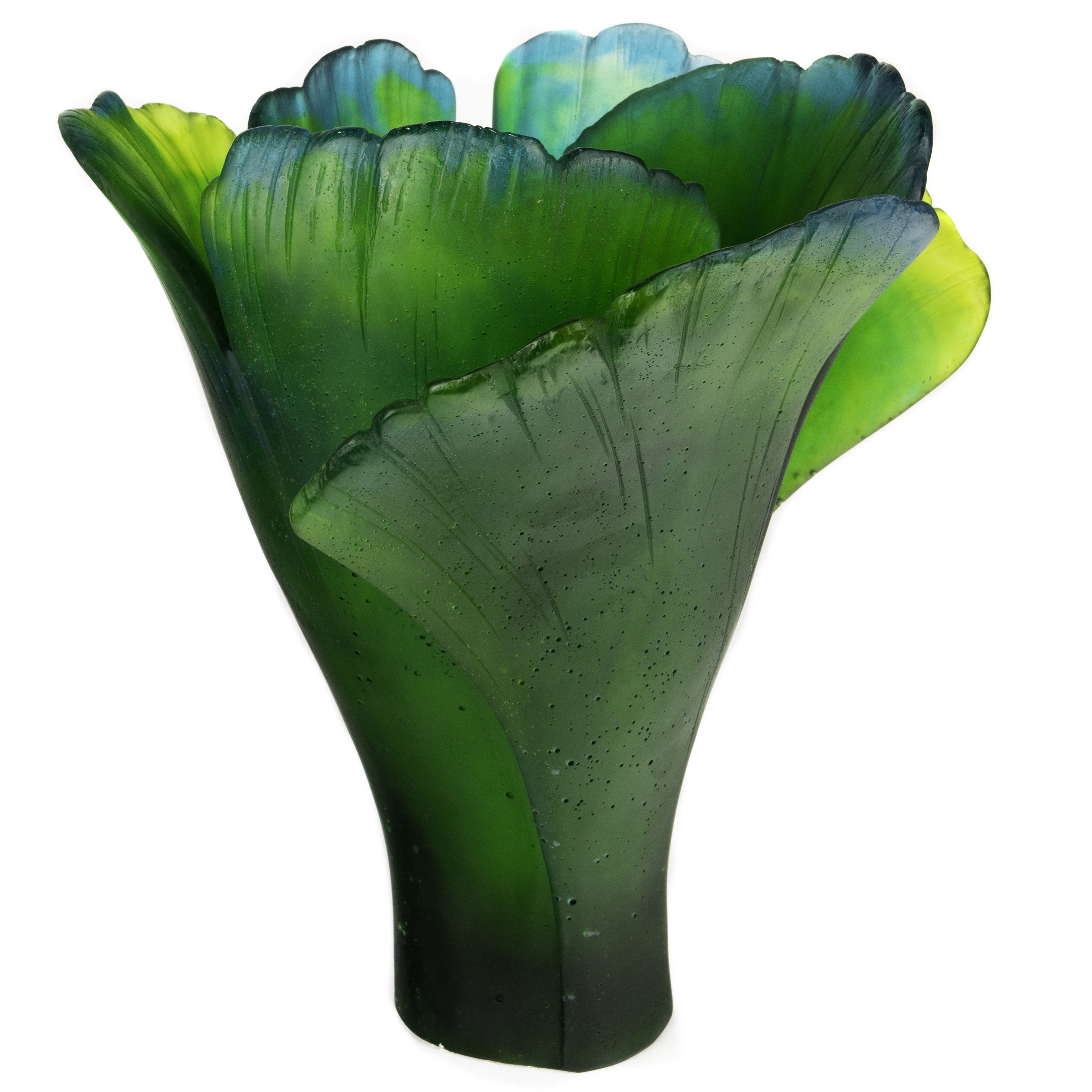 DAUM FRANCE PATE DE VERRE GINKGO