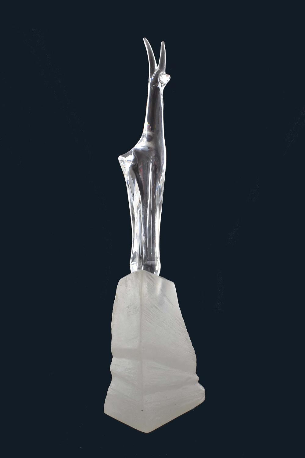 DAUM GLASS ANTELOPE ATOP A