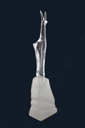 DAUM GLASS ANTELOPE ATOP A MOU