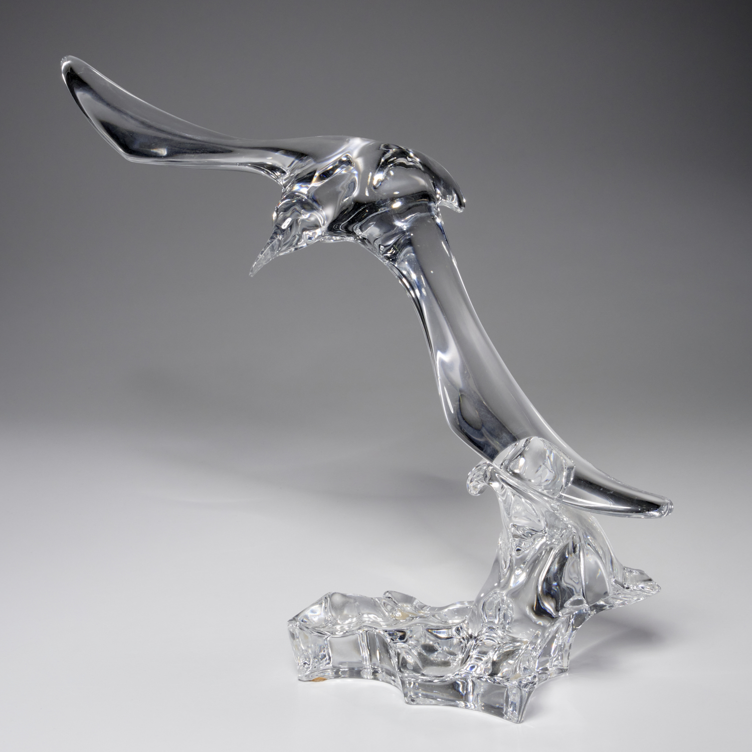 DAUM GLASS SEAGULL SCULPTURE, C.