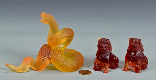 DAUM GLASS SNAKE AND LIONS3 Daum