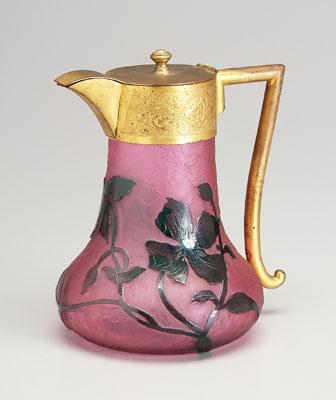 Daum lidded cameo glass pitcher,