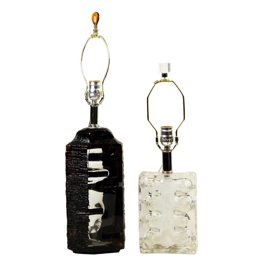 DAUM, LYNX TABLE LAMPS, TWO Daum,