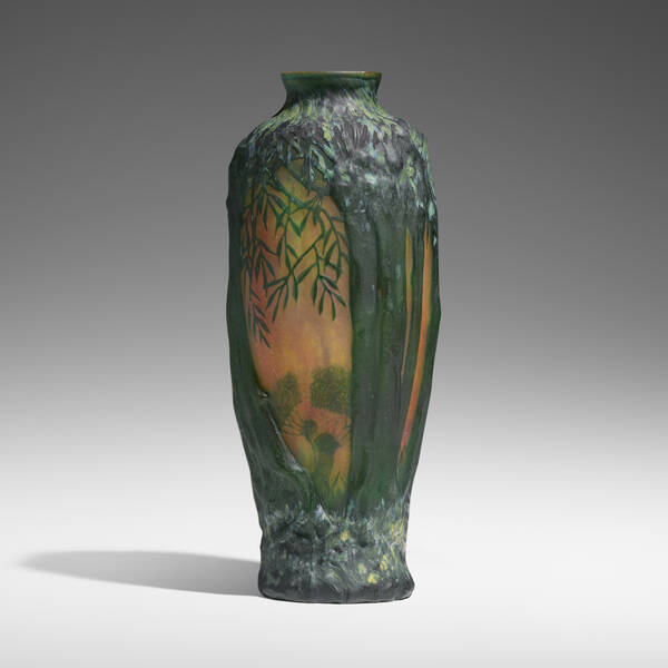 Daum. Mold-blown vase with willow