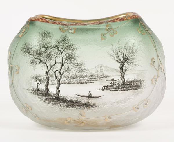 Daum Nancy art glass bowl with lake
