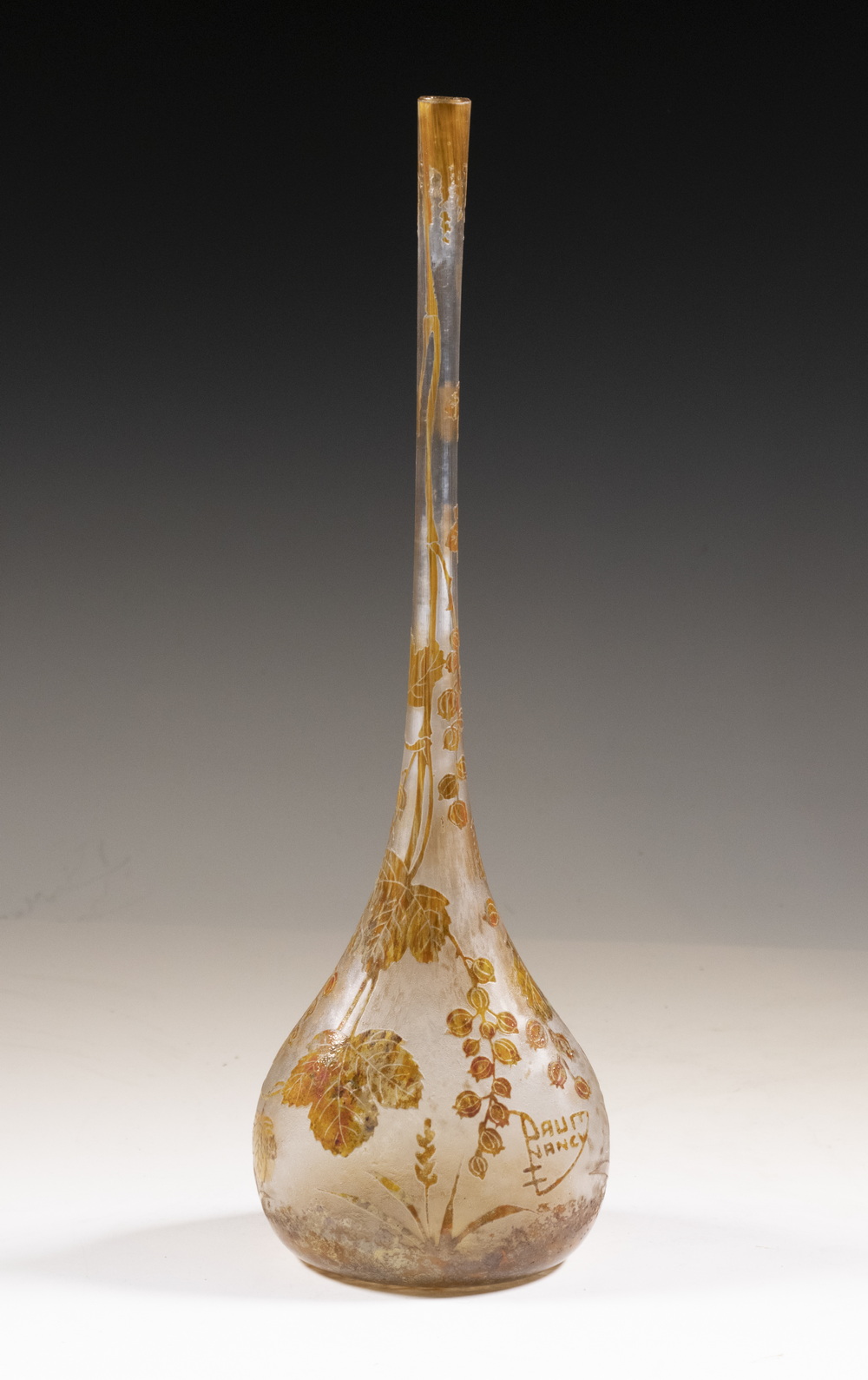 DAUM NANCY ART GLASS CAMEO VASE