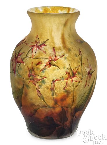 DAUM NANCY ART GLASS VASE, EARLY