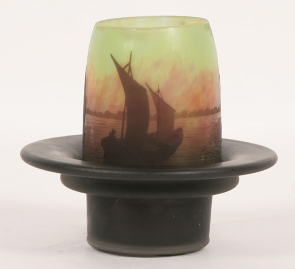 Daum Nancy cameo glass candleholder