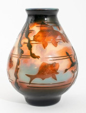 DAUM NANCY CAMEO GLASS VASE, C