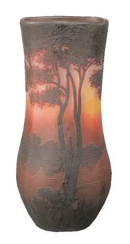 DAUM NANCY CAMEO VASE, HAVING