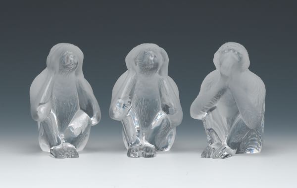 DAUM NANCY FRANCE SET OF THREE WISE