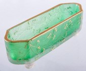 DAUM NANCY GREEN GLASS DISH W/