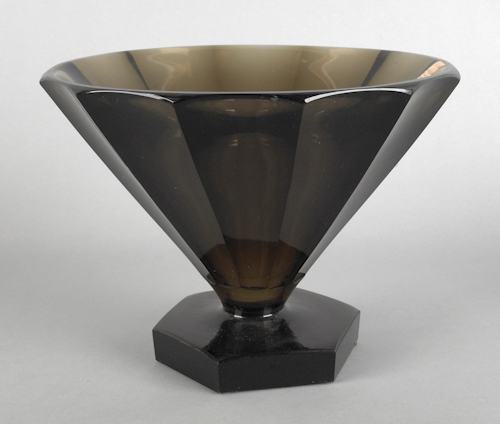 Daum Nancy smoky glass bowl 8" h.