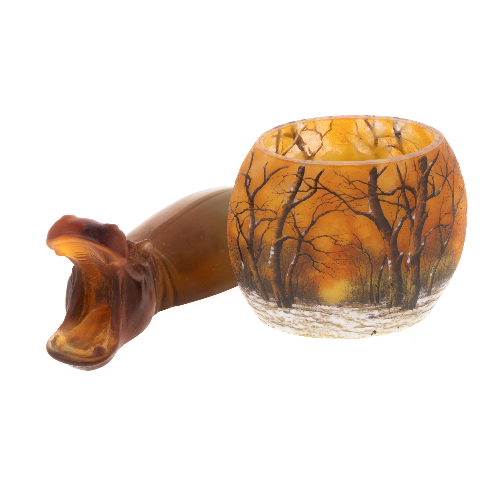 DAUM NANCY VASE & DAUM FRANCE HIPPO