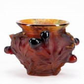 DAUM PATE-DE-VERRE AMBER VASE