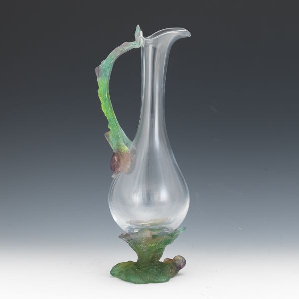 DAUM PATE DE VERRE EWER 14 ½" Clear