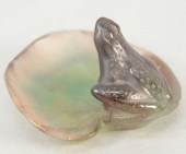 DAUM PATE-DE-VERRE FROG DISH,