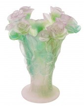 DAUM PATE DE VERRE ROSE VASEDa