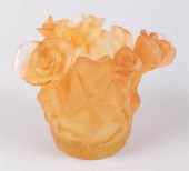 DAUM PATE-DE-VERRE 'ROSE' AMBE