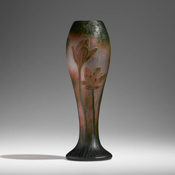 Daum. Tall vase with crocuses. c.
