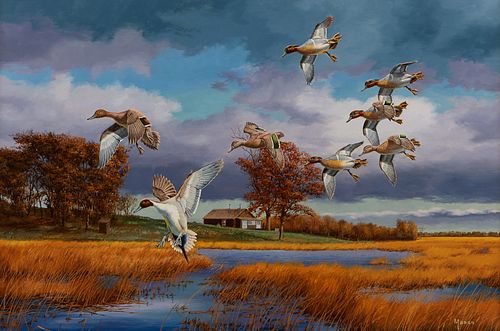 DAVID A. MAASS "SWAN LAKE" OIL ON